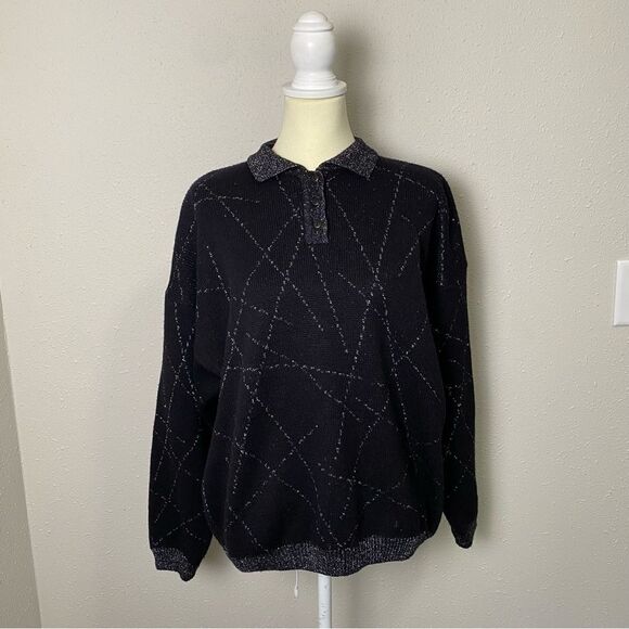 Vintage 80s Renee Tenner for Jeanne Pierre Lambs Wool Metallic Sweater Women' LG - Picture 9 of 13